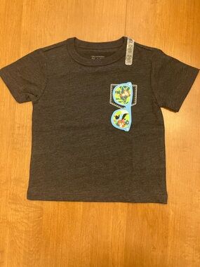 18-24M Charcoal Tee with Light Blue Sunglasses + Jungle Animal Graphic